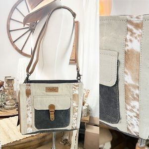 NWT Beloved Shoulder Leather Canvas Hair on Crossbody Shoulder Bag
